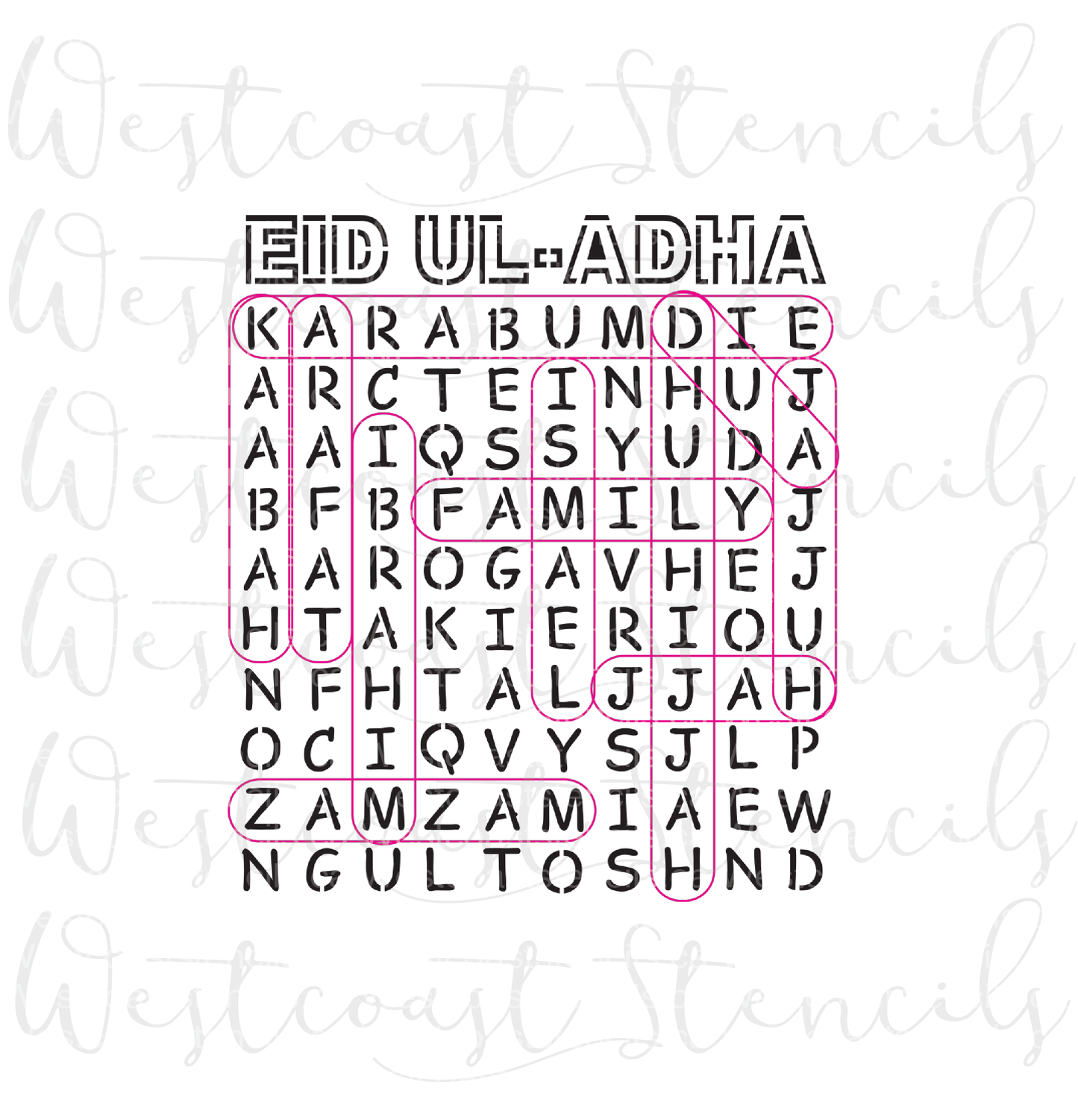 Eid Ul-Adha Word Search Stencil