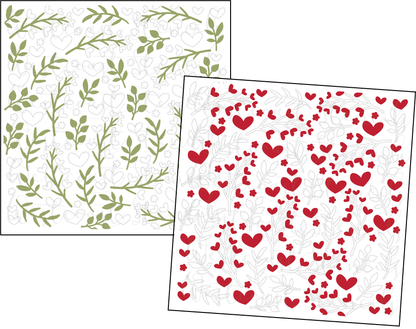 Garden of Hearts Stencil, 2 piece