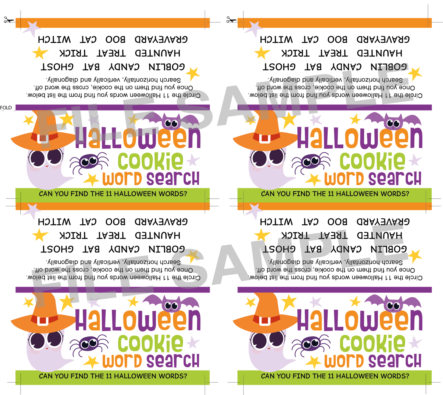 DIGITAL Halloween Word Search Bag Topper