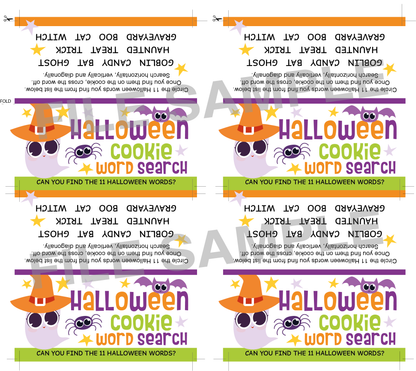 DIGITAL Halloween Word Search Bag Topper