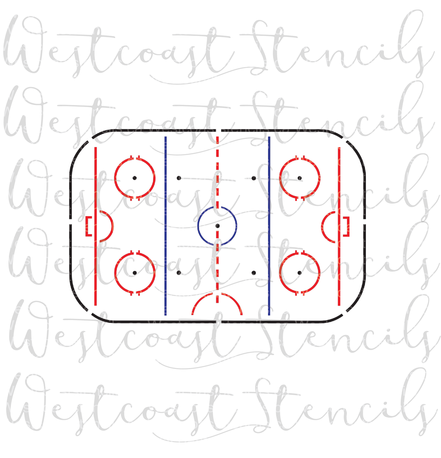 Hockey Rink Stencil, 1 pc or 3 pc