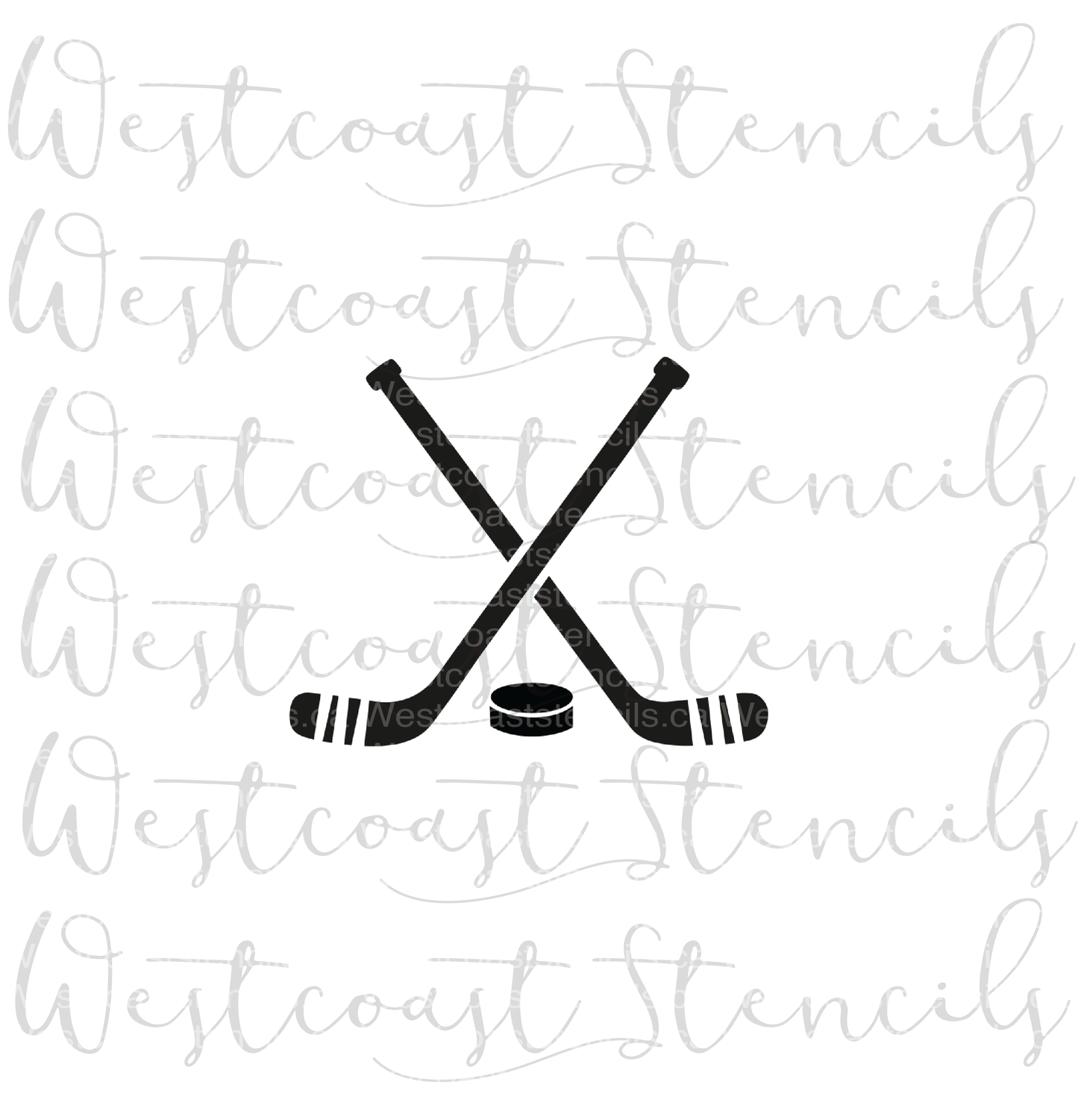 Hockey Stick and Puck Stencil