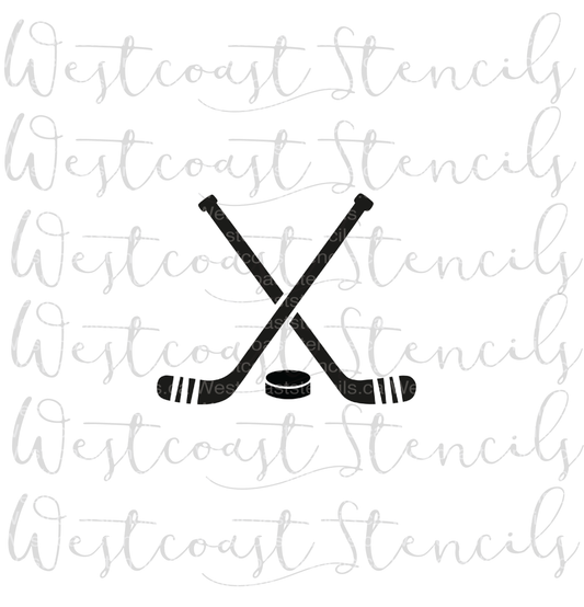 Hockey Stick and Puck Stencil