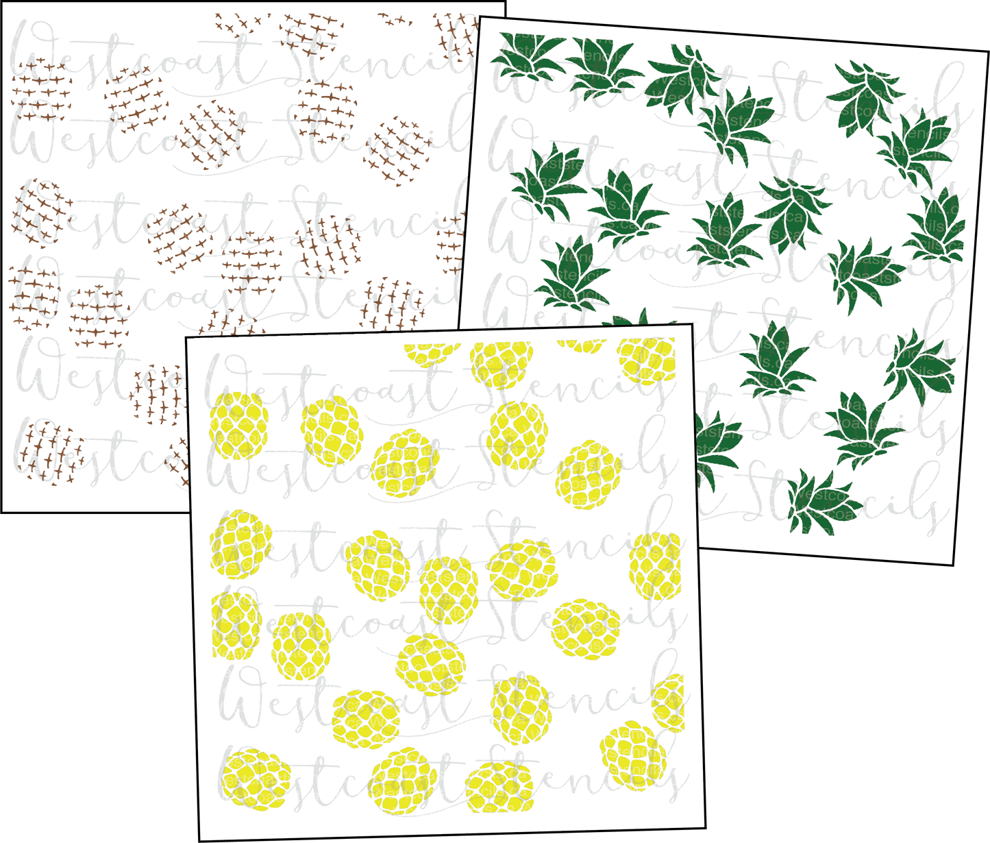 Pineapple Background Stencil, 3 Piece