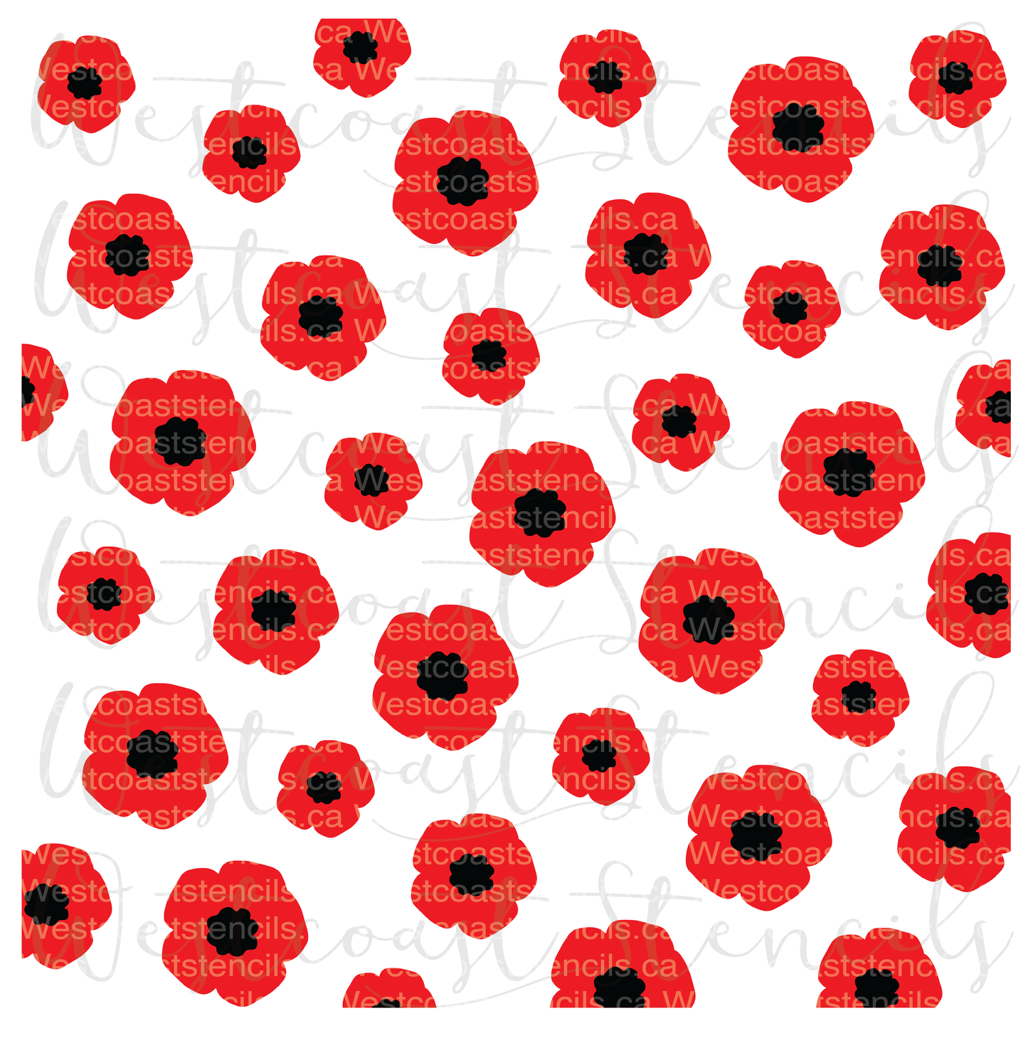 Poppy Background Stencil, Large