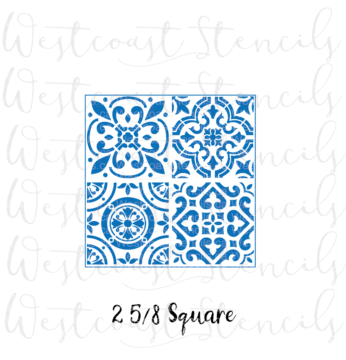 Portuguese Tile Background Stencil, 4 across