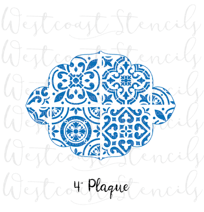 Portuguese Tile Background Stencil, 4 across