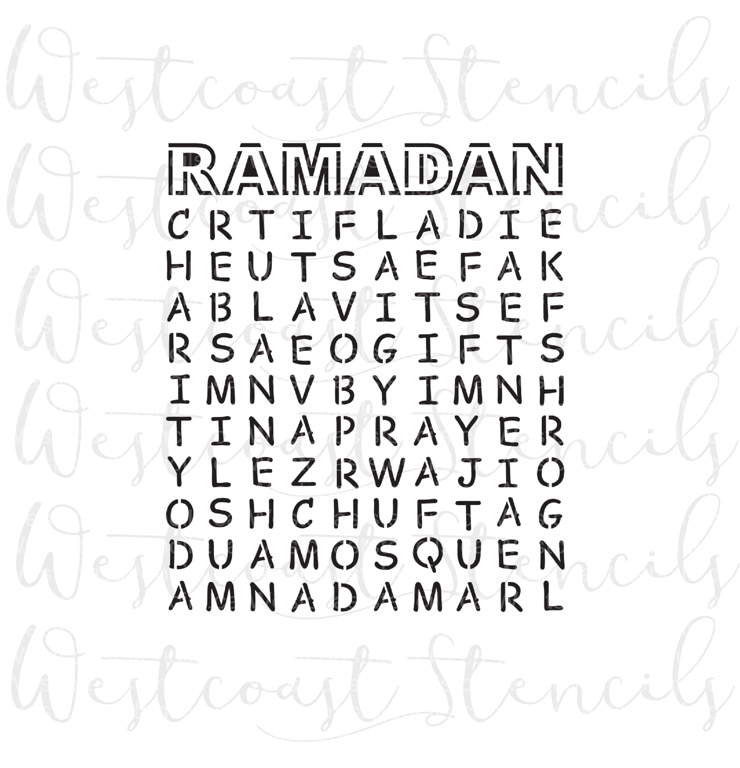 Ramadan Word Search Stencil, STYLE 1