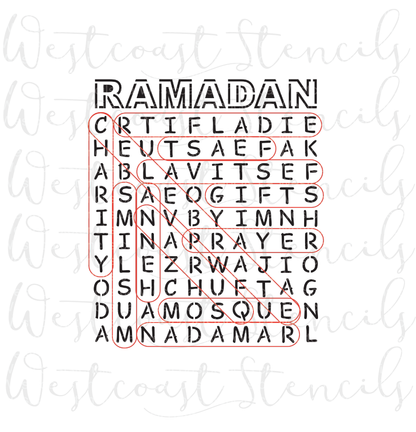 Ramadan Word Search Stencil, STYLE 1