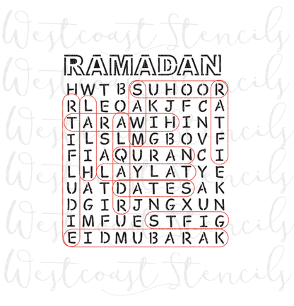 Ramadan Word Search Stencil, STYLE 2