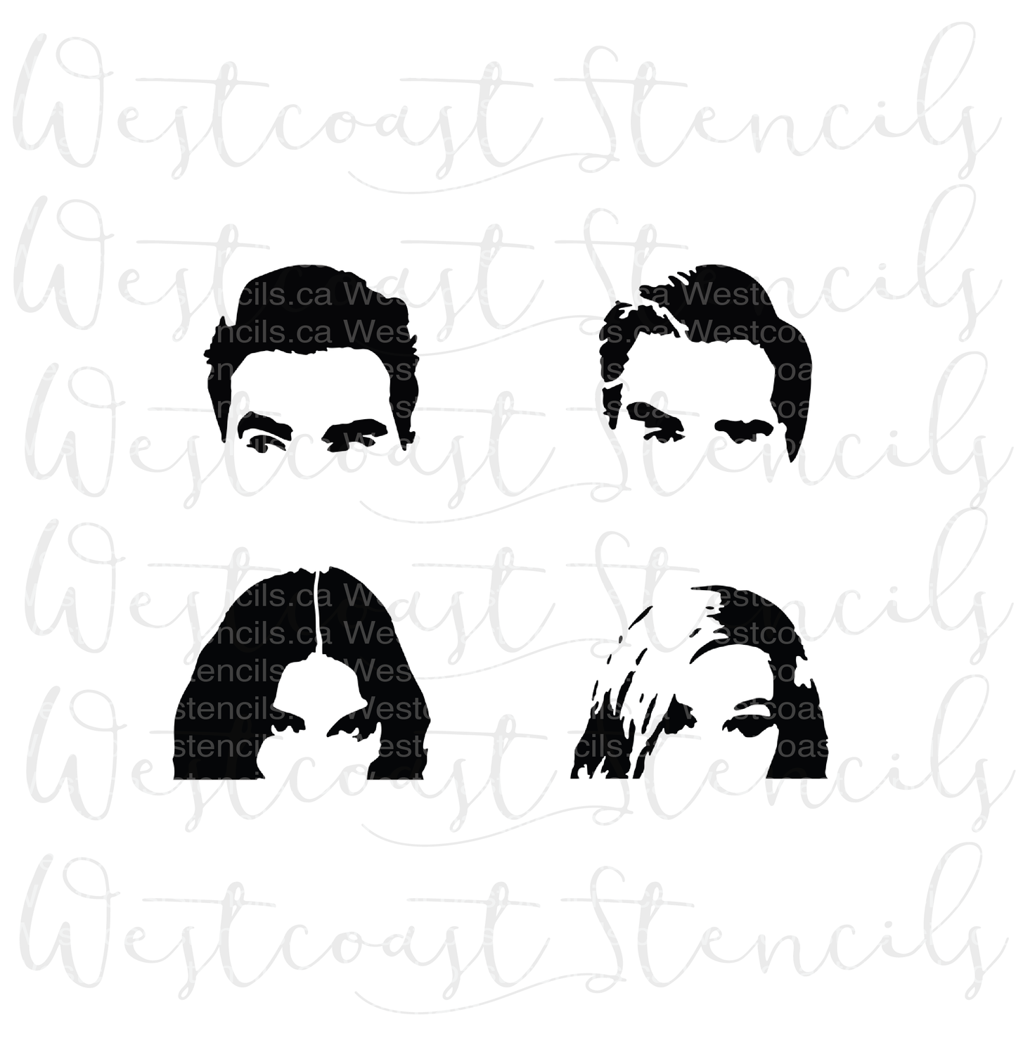 Rose Family Silhouettes Stencil