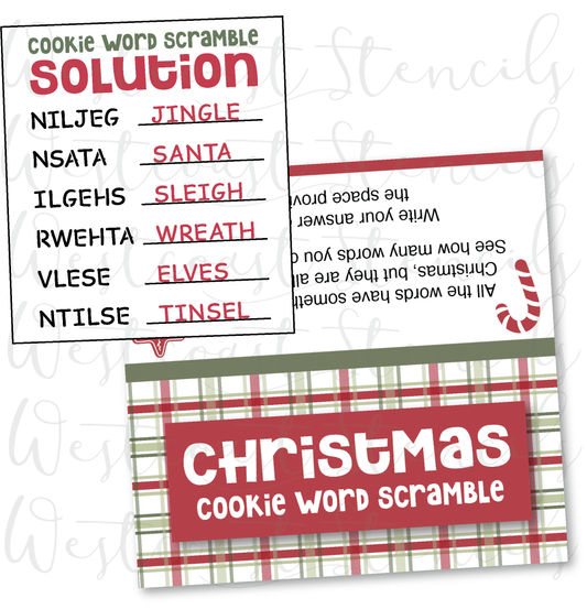 DIGITAL Christmas Word Scramble Bag Topper