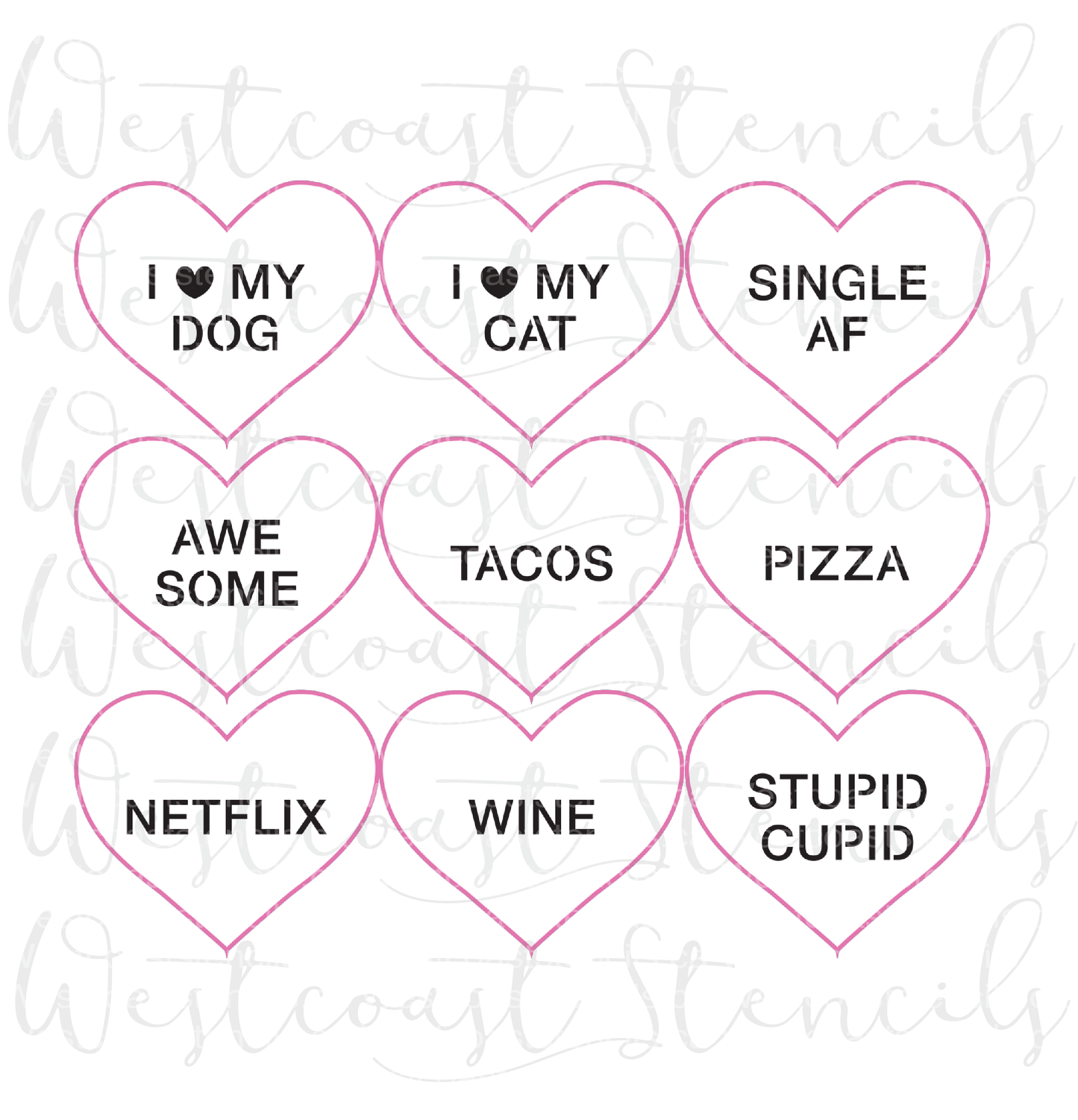 Single AF Convo Hearts Stencil