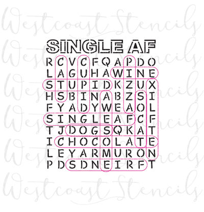 Single AF Word Search Stencil
