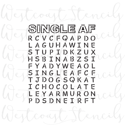Single AF Word Search Stencil
