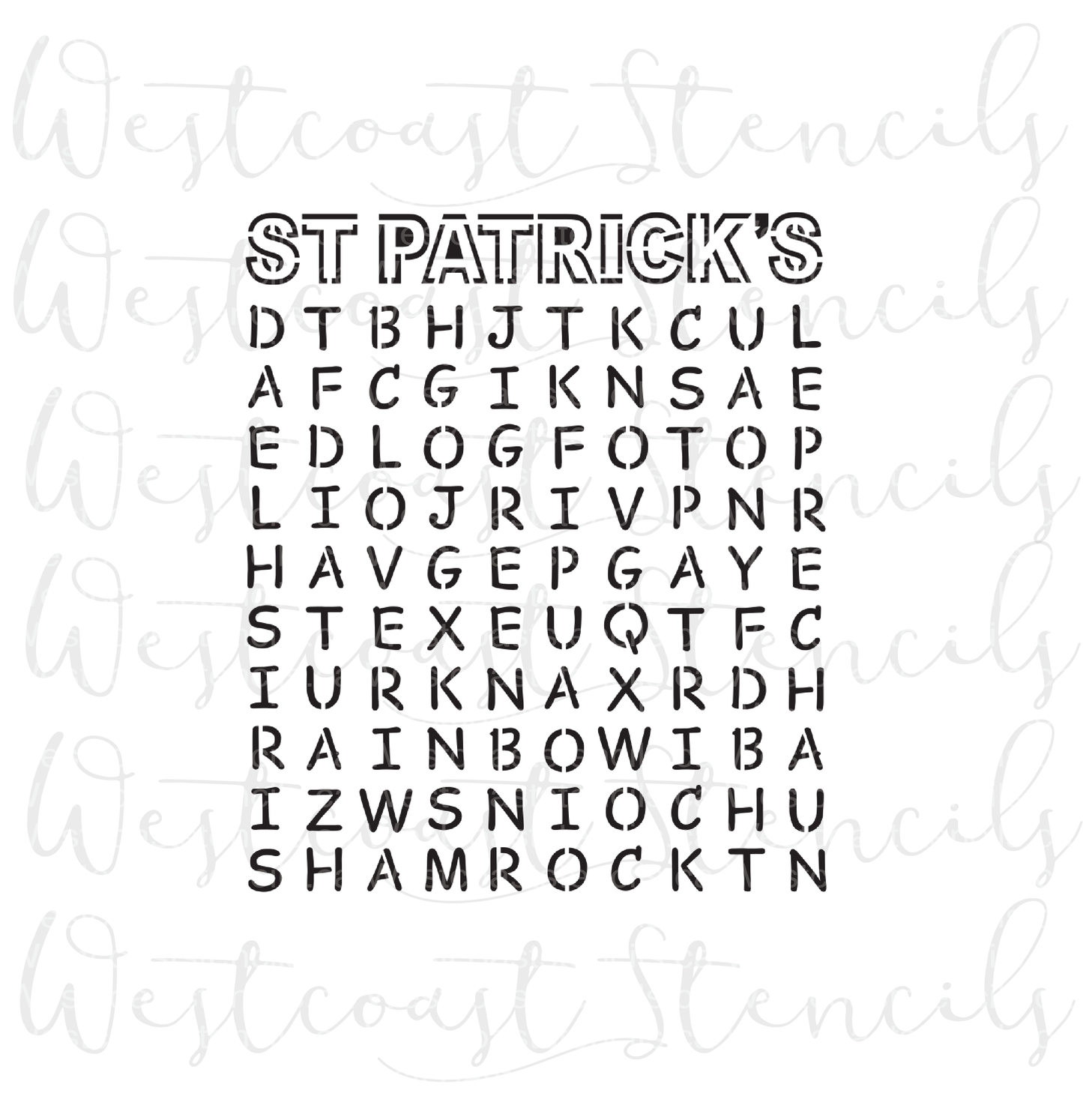 St Patrick's Day Word Search Stencil