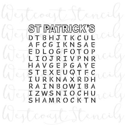 St Patrick's Day Word Search Stencil