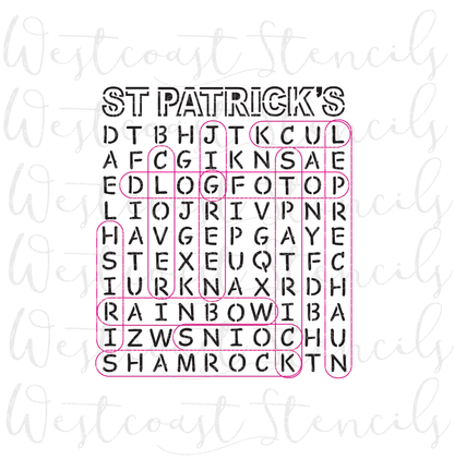 St Patrick's Day Word Search Stencil