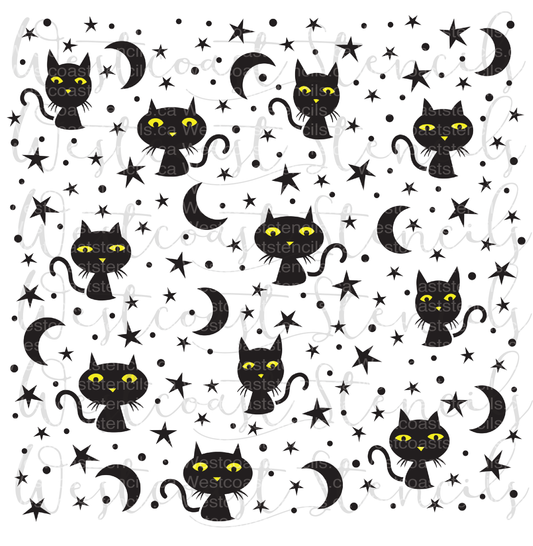 Starry Night Cats Stencil