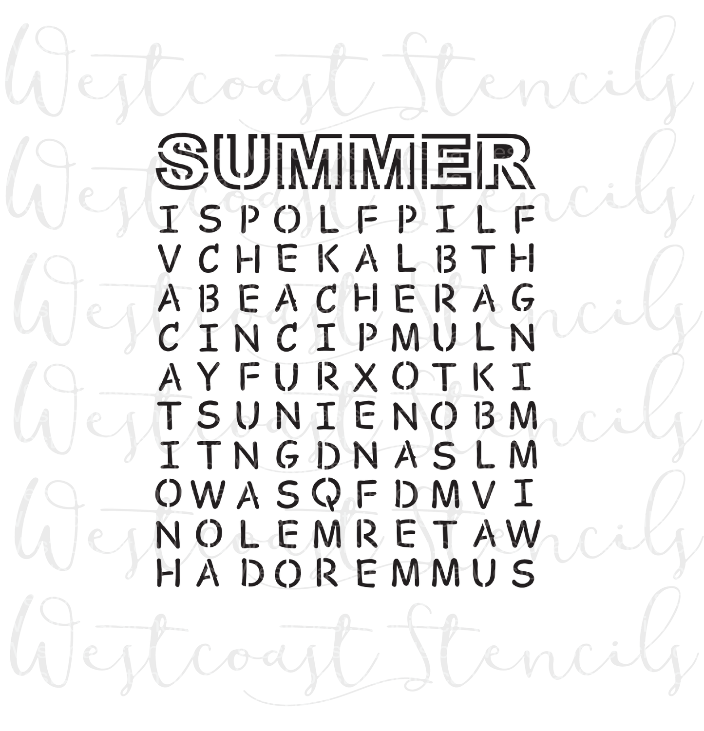 Summer Word Search Stencil