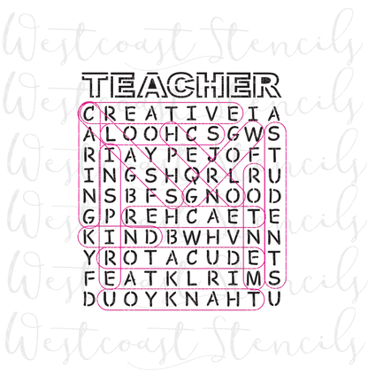 Teacher Word Search Stencil