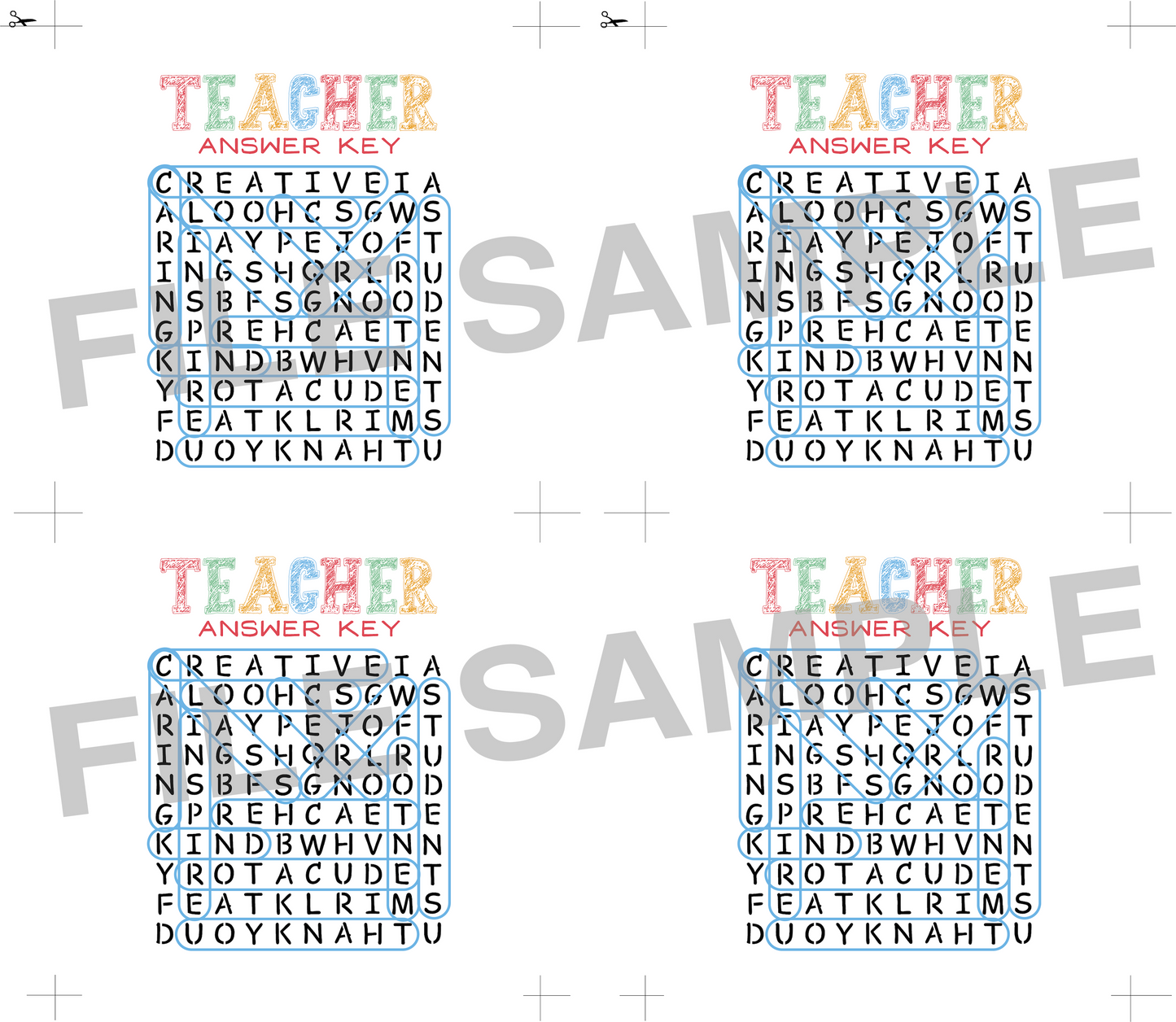 DIGITAL Teacher Word Search Bag Topper