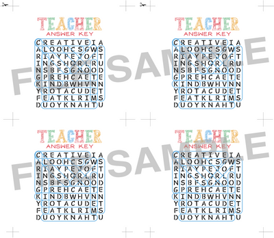 DIGITAL Teacher Word Search Bag Topper