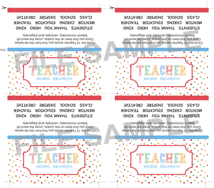 DIGITAL Teacher Word Search Bag Topper