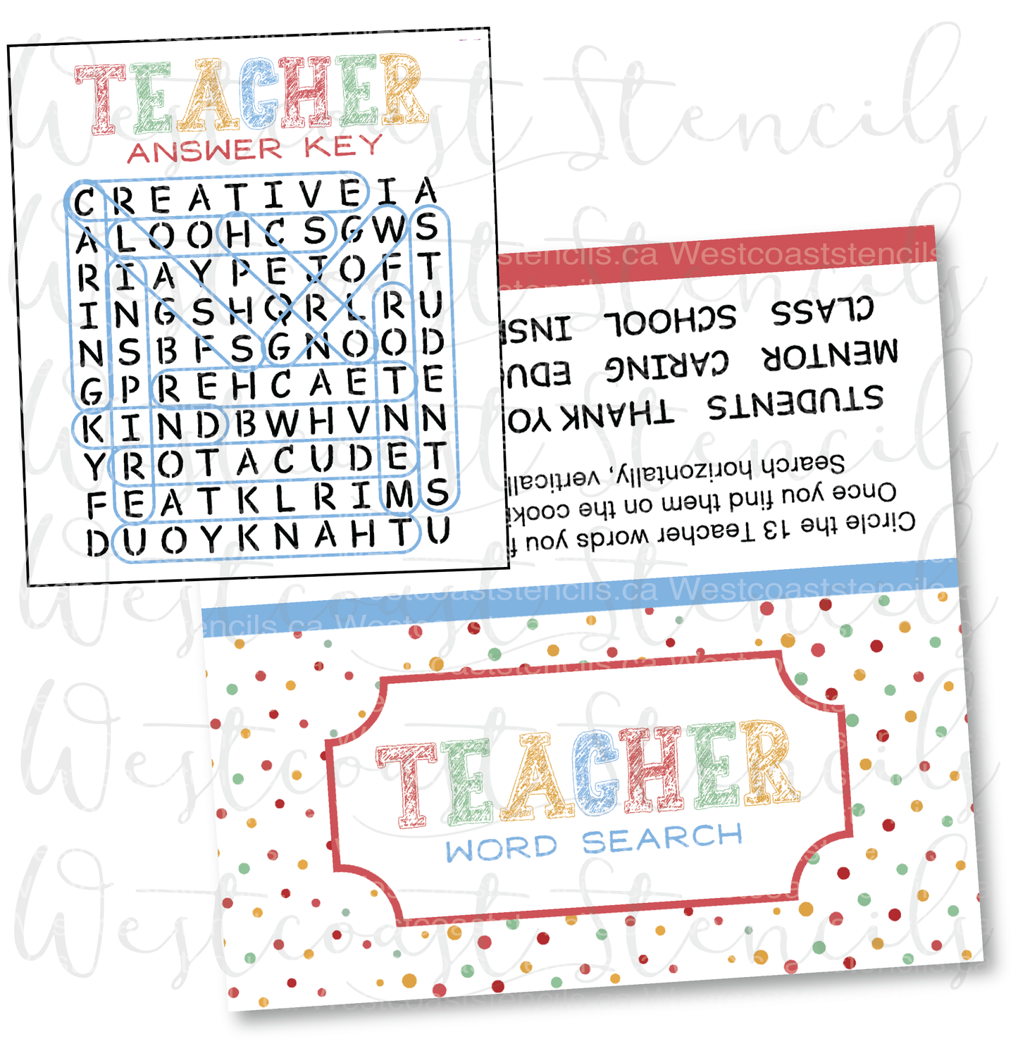 DIGITAL Teacher Word Search Bag Topper