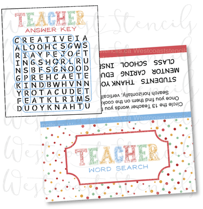 DIGITAL Teacher Word Search Bag Topper