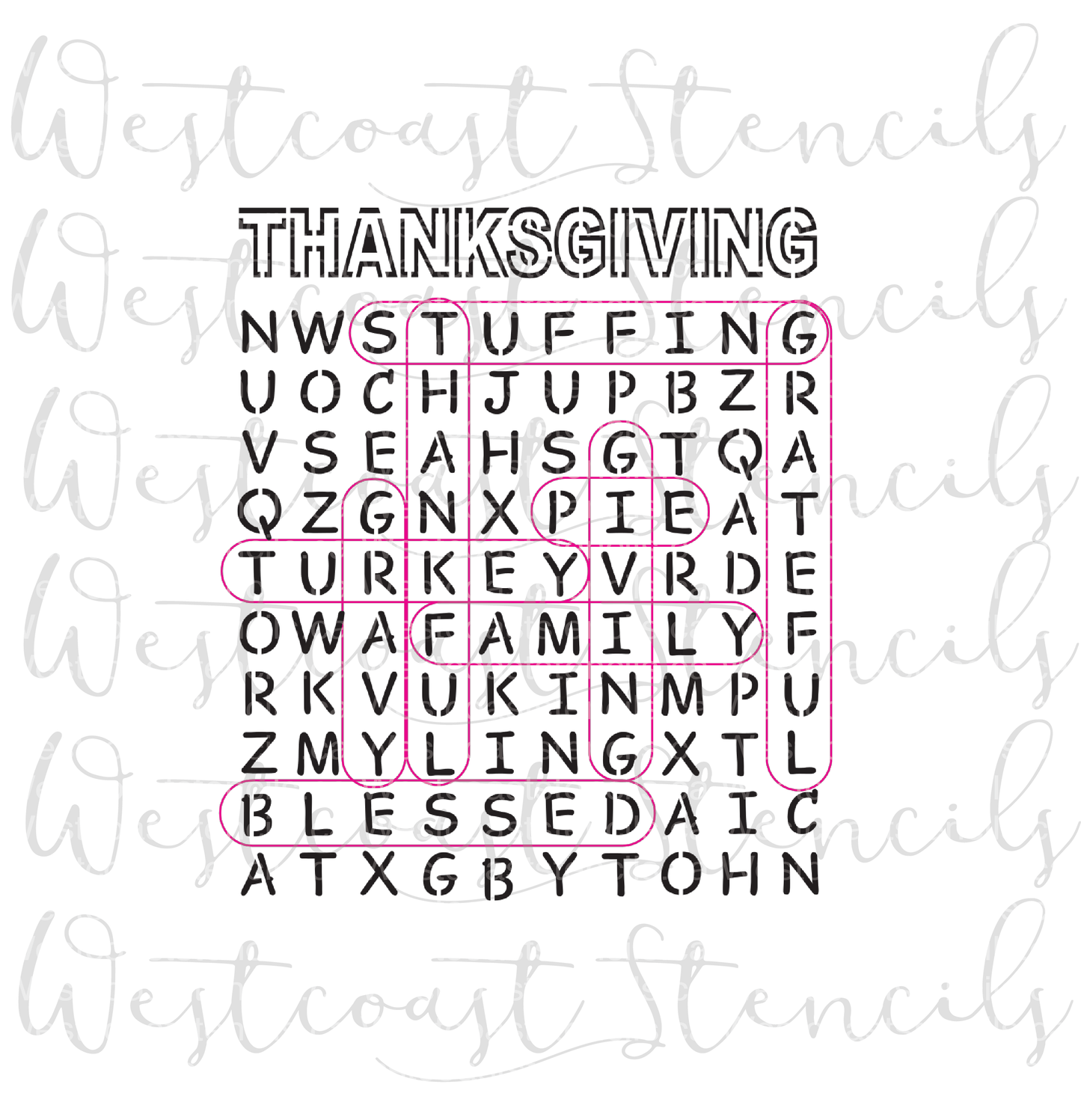 Thanksgiving Word Search Stencil