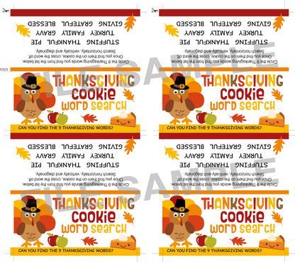 DIGITAL Thanksgiving Word Search Bag Topper