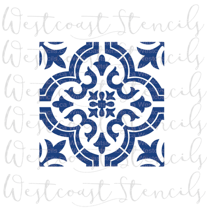 Portuguese Tile Stencil, Style 1