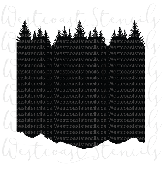 Tree & Mountain Line Stencil