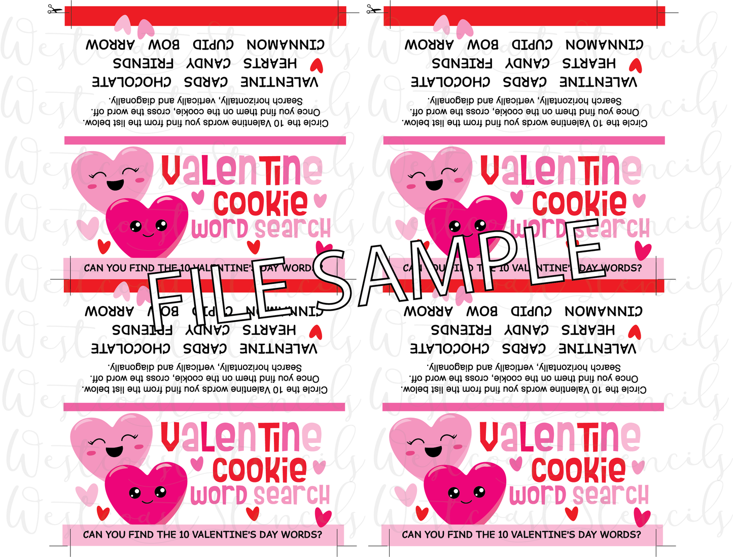 DIGITAL Valentine Word Search Bag Topper