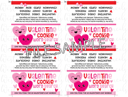 DIGITAL Valentine Word Search Bag Topper