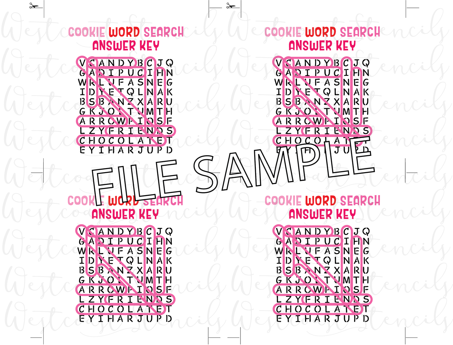 DIGITAL Valentine Word Search Bag Topper