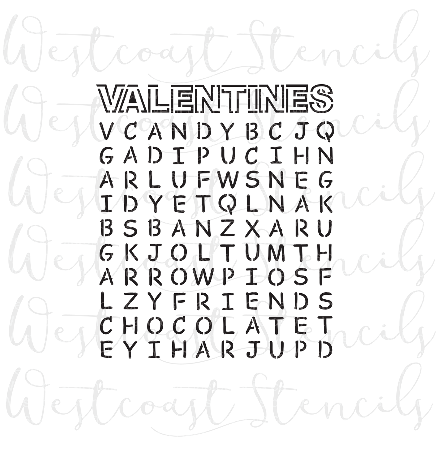 Valentine Word Search Stencil