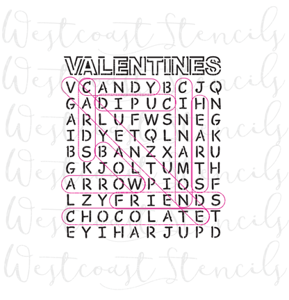 Valentine Word Search Stencil