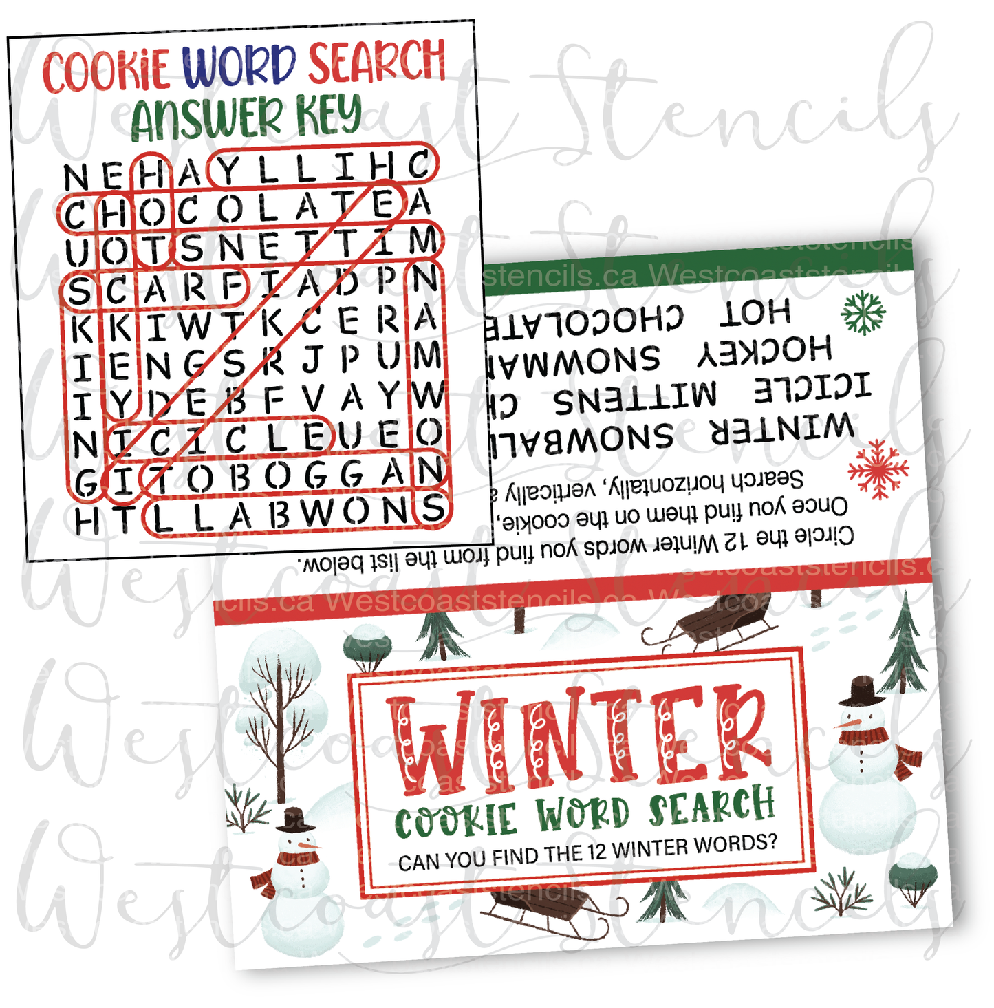 DIGITAL Winter Word Search Bag Topper