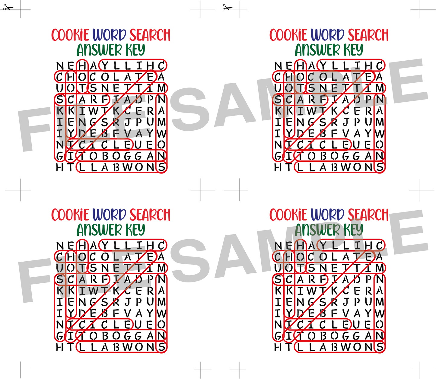 DIGITAL Winter Word Search Bag Topper