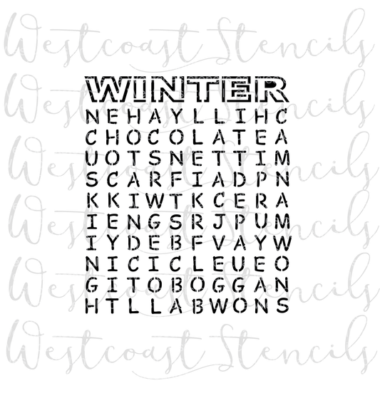 Winter Word Search Stencil