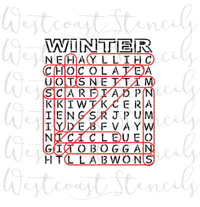 Winter Word Search Stencil