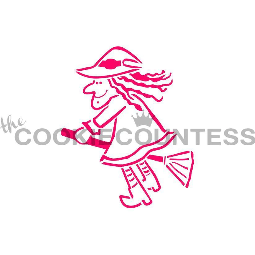 Scary Witch on a Broom PYO Stencil