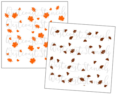 Leaf and Acorn Background Stencil