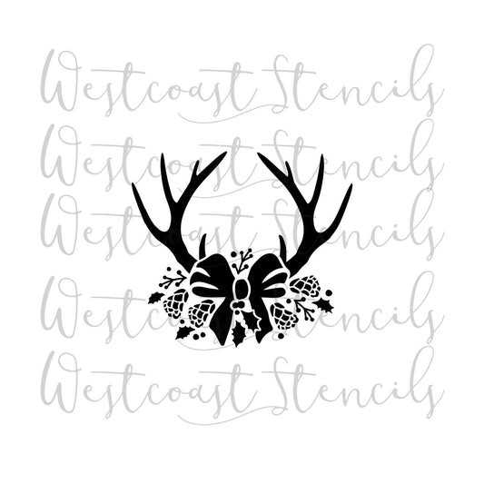 Antlers with Bow Stencil