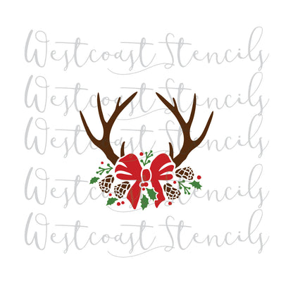 Antlers with Bow Stencil