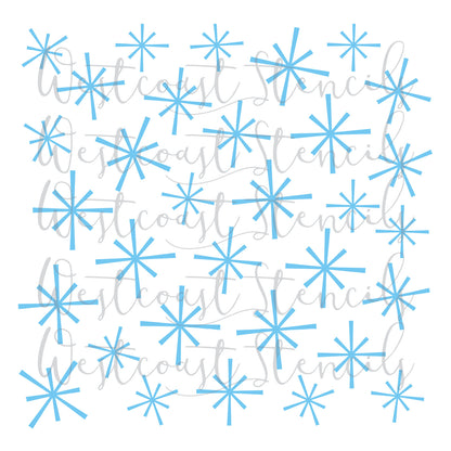 Retro Snowflakes Stencil, Style 1