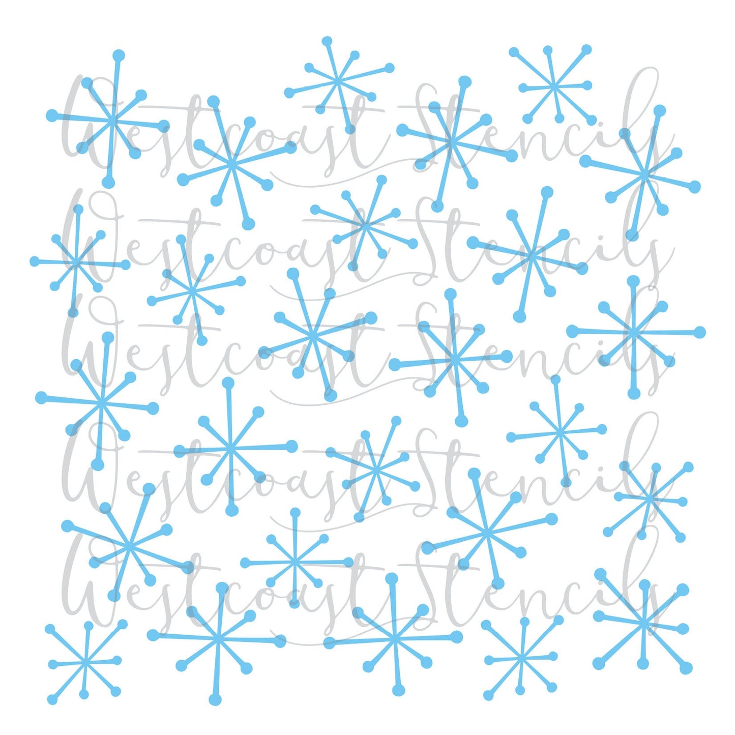 Retro Snowflakes Stencil, Style 2