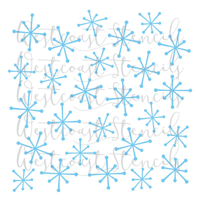 Retro Snowflakes Stencil, Style 2